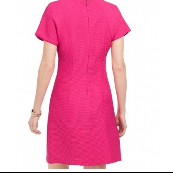 New Natori Women's Hot Pink Short Sleeve Vneck Midi Dress Medium 10 Barbiecore - Picture 3 of 6